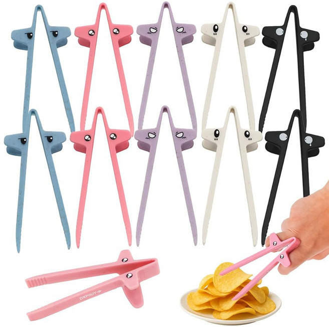 깨끗한 손가락을 위한 10Pc 및 5가지 색상의 스낵 젓가락 칩 그립버 집게 게이머 및 게임용 미니 핑거 젓가락 스낵 그립버 칩 팝콘 및 스낵용 노-메쉬 핸즈프리 스낵 집게