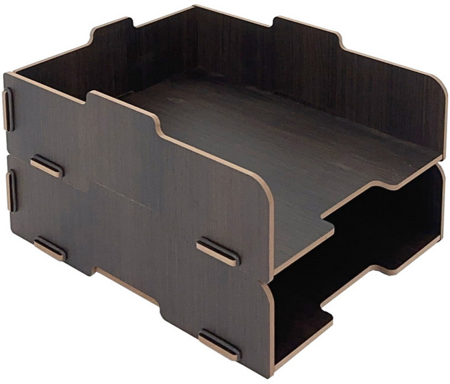 올지 우드 서류보관함 분리형 A4 문서보관함 오픈형 서류 정리대 트레이 지류 수납, 세로형, 2단, 다크브라운
