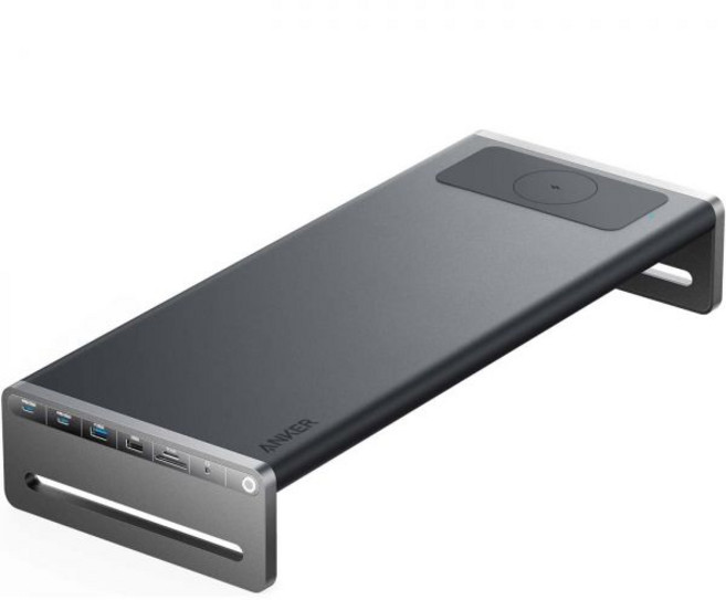 앵커 675 USB-C 도킹 스테이션 12-in-1 모니터 스탠드 무선 충전 100W USB PD 4K HDMI 포트 MicroSD 및 SD 카드 슬롯 3.5mm 오디오 잭 이