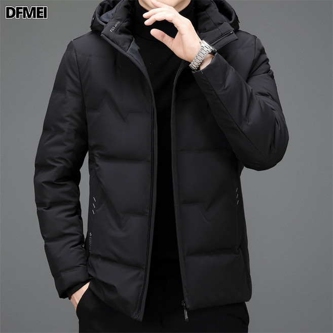 DFMEI 남성숏패딩비즈니스캐주얼슬림90화이트오리털겨울가두운중년아빠복코트남