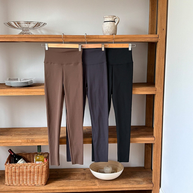 오누이디스플레이 슬림핏 하이웨스트 피치기모 레깅스 3장세트