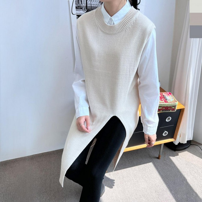 여자 앞트임롱 니트 원피스