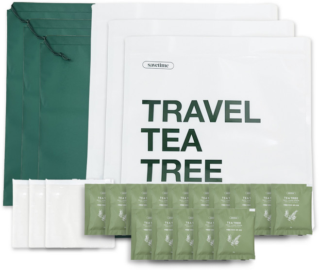 세이브타임 여행용 티트리 세탁 KIT (세탁기 3개+티트리 세제 15개) 캠핑 휴가 휴대용 세탁 간편빨래, 15개, 25ml, 세탁기 3개+ 티트리 세제 1개