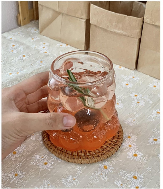 탱이하우스 카페 내열유리 컵, 포도송이컵 350ml, 2개