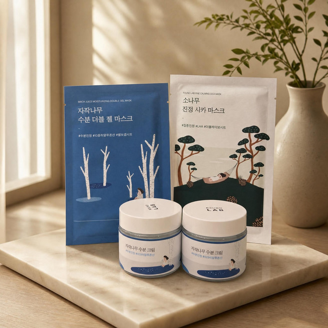라운드랩 자작나무 수분 크림 1+1기획[눈멍이파우치+자작나무 마스크 2매증정], 2개, 80ml