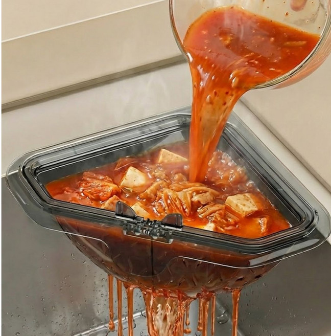 슬러피 싱크대 음식물 자석거치대 음쓰 쓰레기 탈수 자석부착 거름망, 2개, 클리어 그레이