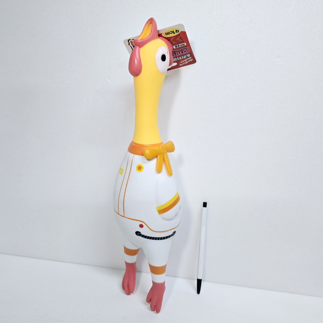 소리나는 닭 패션통닭 미친닭 소리지르는 닭 반려동물 완구 울부짖는 닭 장난감, 1개, 화이트, 41cm
