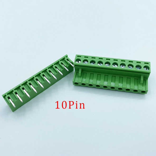 5쌍 08MM 스트레이트 피치 블록 터미널 PCB 커넥터 플러그인 10A 2E 10 12핀 와이어 나사 소켓 300V, Right Angle 10P