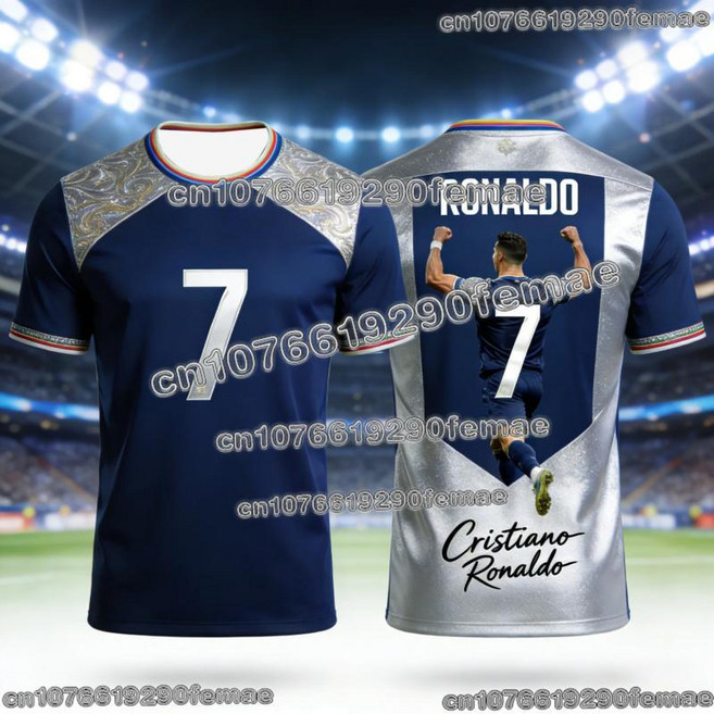크리스티아누 호날두 기념 유니폼 축구 스타 프린트 디자인의 스포츠 팬 캐주얼웨어용