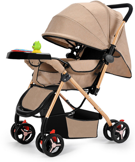Connect LINK 디럭스 프리미엄 양방향 절충형 폴딩 접이식 유모차 0-3세, 브라운