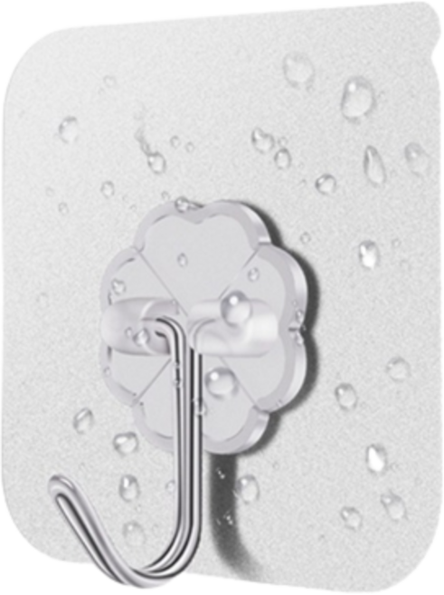 접착식 투명 매직후크 무타공 액자 걸이 후크 욕실 벽 도어 접착 가방 부착 고리, 1개