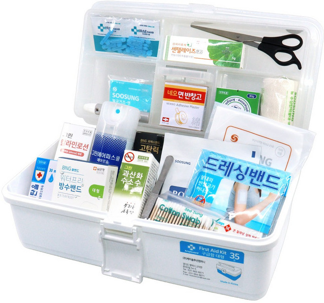 [케이솔루션] 국내산 튼튼한 가정용 구급함 구급상자세트, 1개, 대형20종 2단구성 M타입