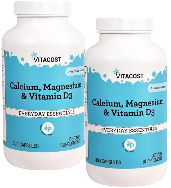 비타코스트 칼슘 마그네슘 비타민D3 Vitacost Calcium Magnesium Vitamin D, 300정, 2개 - 쿠팡