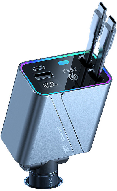 Helind 차량용 고속충전기 동시4대충전 릴타입 자동차 충전기, type-c*2