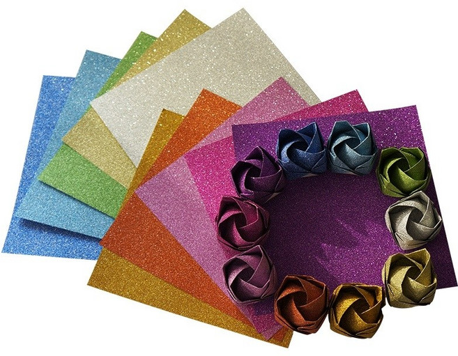 반짝이 색종이 300장 양면 홀로그램 종이 접기 diy 만들기 패키지 학생 유치원 미술, 1세트, M.글리터 펄 레이저 15cm 300장