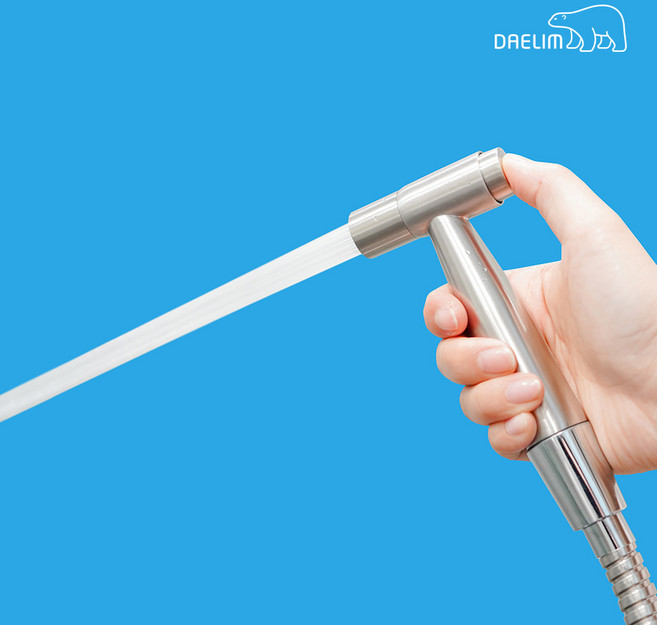 대림바스 고압 연속 분사 원터치 스테인리스 욕실 스프레이건, 니켈, 12cm