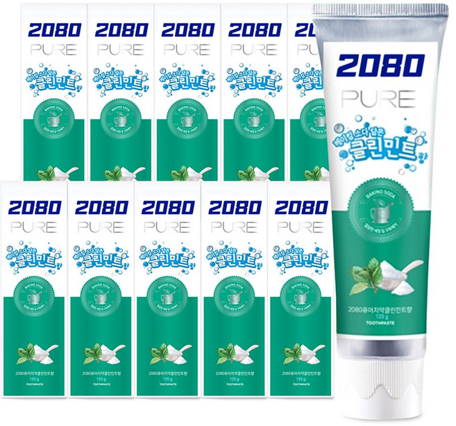 2080 베이킹소다 퓨어 치약, 125g, 15개