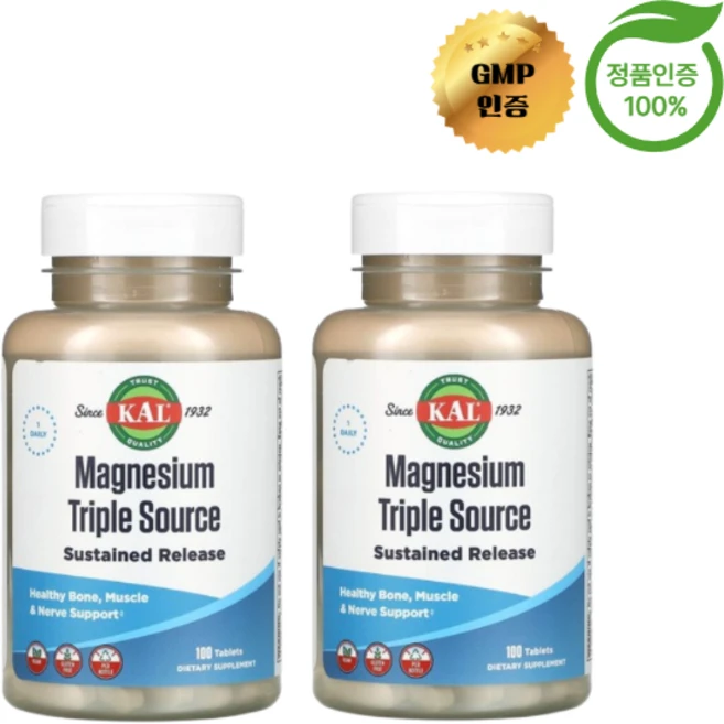 1+1 KAL 마그네슘 트리플 소스 100정, 2개 - 쿠팡