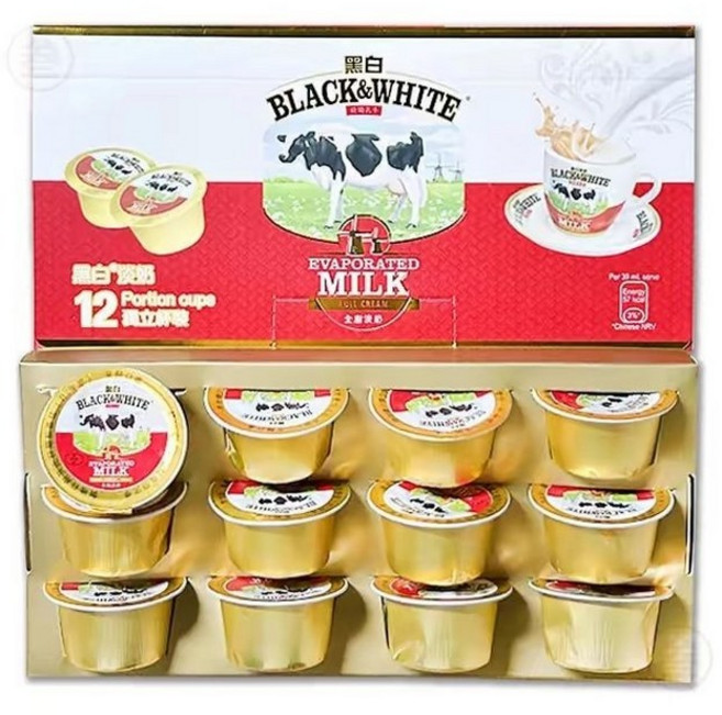 블랙앤화이트 홍콩 무가당 연유, 12개