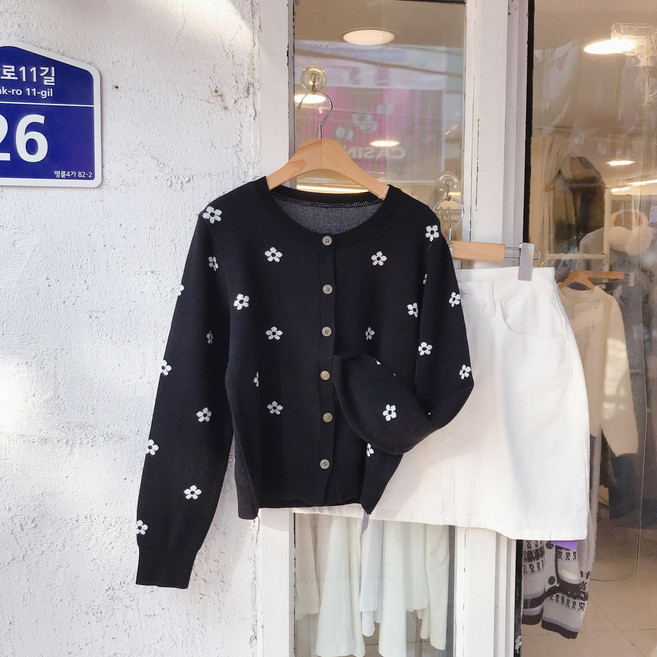 봄 잔꽃 플라워 니트 가디건