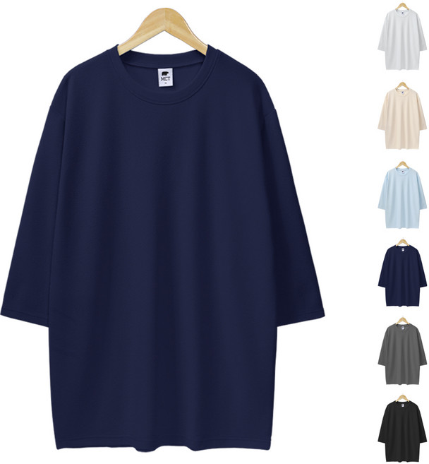 엠제이스타 남녀공용 냉감 통기성 링클프리 구김없는 엠보 7부 반팔 티셔츠 오버핏 빅사이즈 반팔티 라운드티