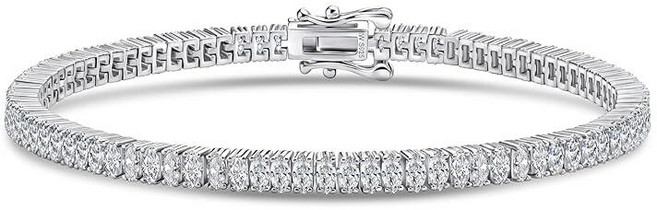 ISAAC WOLF 9.00 ct 마르키즈 컷 모이사나이트 테니스 팔찌 스털링 실버 모이사나이트 팔찌 여성 남성용 7인치 골드 메탈 모아사니트