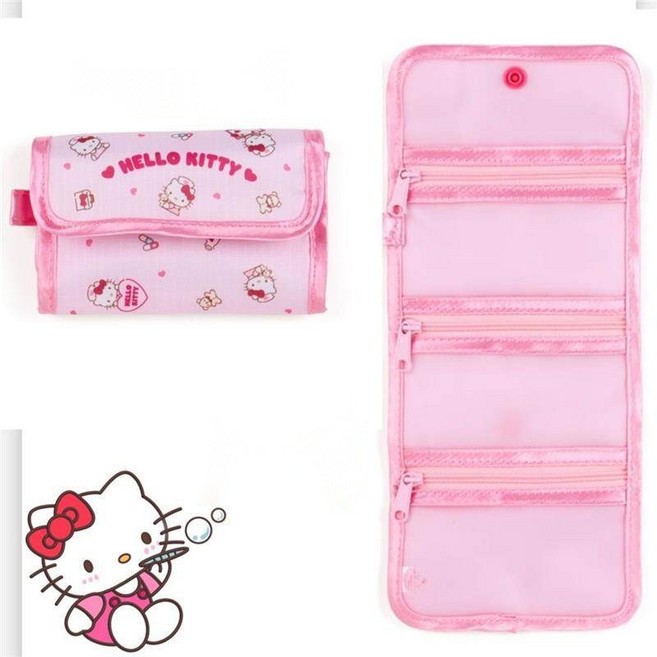 키티 여성용 휴대용 립밤 화장품 카드수납 지갑