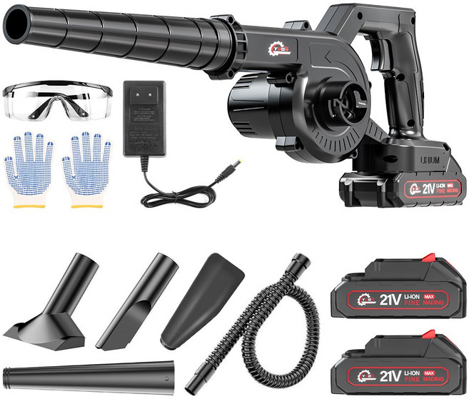 YUON 낙엽 무선 제설 충전 미니 송풍기 청소기 불고빨고 365 겸용 공기 주입기 강력 에어건 풀세트, 2.0Ah 배터리 2개 세트, 1개