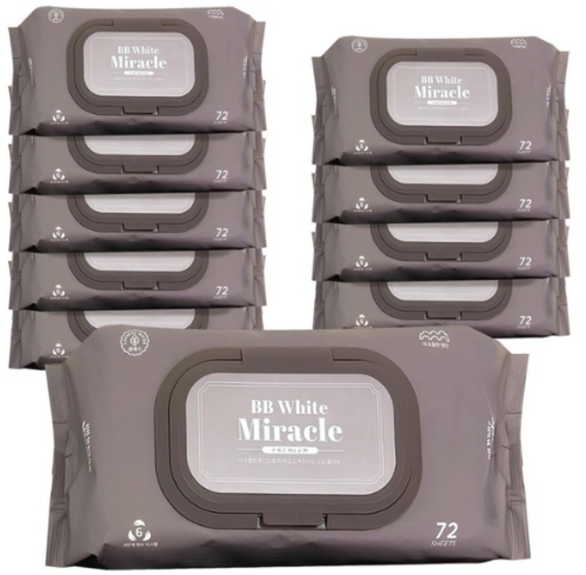 비비 화이트 미라클 프리미엄 물티슈 72매 10팩