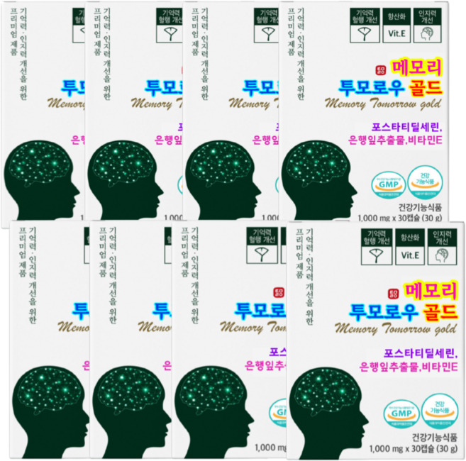 포스파티딜세린 징코 메모리 부모님선물 집중력 기억력 개선 항산화, 8개, 30정