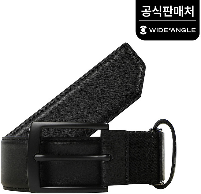 와이드앵글 공식 남성 WG 심플 배색 캐주얼 벨트 WMP23Y01Z1 (정상가:119 000), Black, 1개