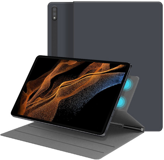 갤럭시 탭 S9 울트라/ S10 울트라 폴리오 북커버 S펜 수납 케이스, 스틸그레이