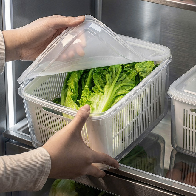 드림시오 물빠짐 과일 야채 채반형 밀폐용기, 4L, 4개