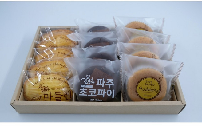 [생산당일발송]김종하과자공방_소5(레몬마들렌5개+파주초코파이4개+우유마들렌4개)-개별포장간식/빵/레몬마들렌/브라우니/선물세트/답례품/마들렌/간식, 1개