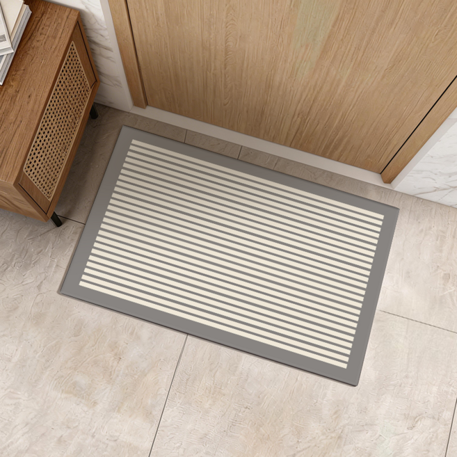 SoftDiary 욕실 규조토 발매트 테두리 스트라이프 화장실 앞 발매트 대형, 다크그레이, 1개