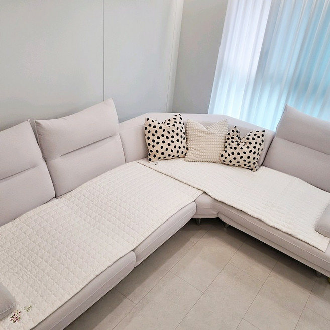 효재 내츄럴 광목 쇼파패드 4인용 사계절 자수 패드 소파패드