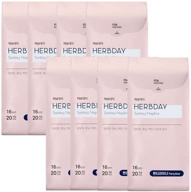 허브데이 생리대 팬티라이너, 일반, 20개입, 8개