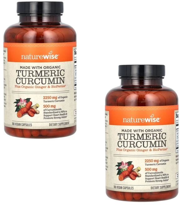 네이처와이즈 유기농 강황 커큐민 베지 캡슐 180정 2개세트 - 쿠팡