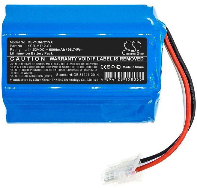 iCLEBO O5 Omega YCR-M07-20W 05 XIC013 Miele Scout RX2 120 RX3 120용 5200mAh/6800mAh 배터리 YCR-MT12-S1, 6800mAh