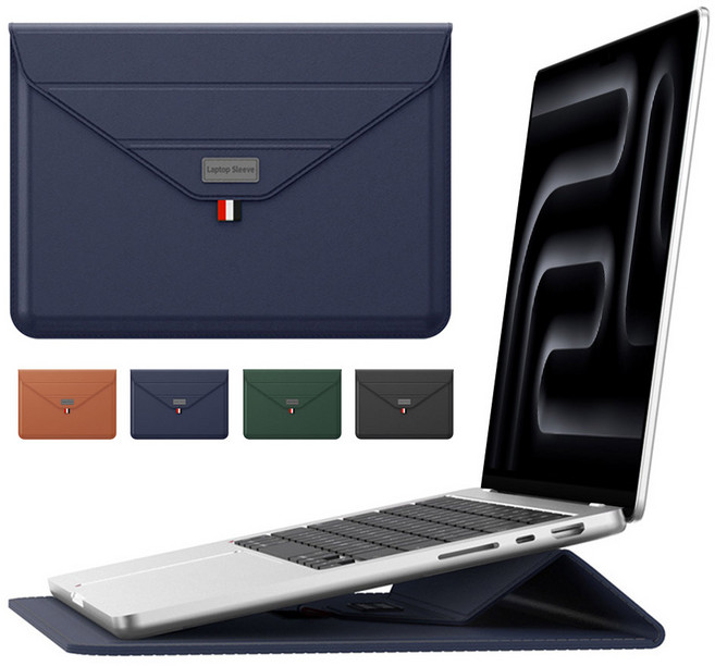 뷰씨 노트북 맥북 에어 프로 갤럭시북 삼성 엘지 그램 가죽 파우치 가방 케이스, 네이비, 1개