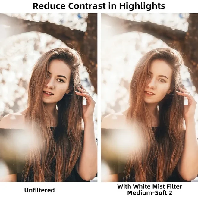 WalkingWay 소프트 렌즈 필터 화이트 프로 안개 확산 카메라 사진 액세서리 용 꿈꾸는 효과, 03 Soft Filter 2, 04 58MM