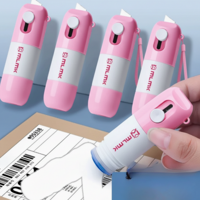BAEny배니 택배 송장 지우개 감열지 지우개 개인정보리무버 오프너 내장(본품+수정액) 2Color, 1세트, 핑크