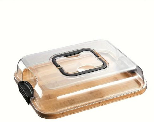 접시 대나무 치즈 트레이와 투명 아크릴 뚜껑 캠핑 파티 레스토랑용 휴대용 샤르퀴트리 보드 휴일 전채 및 간식 서빙 트레이 커팅 보드 파티 간식 서빙 플레이트로 사용 가능 안전한, 대나무 목재 색상 소형 단일 그리드, 1개