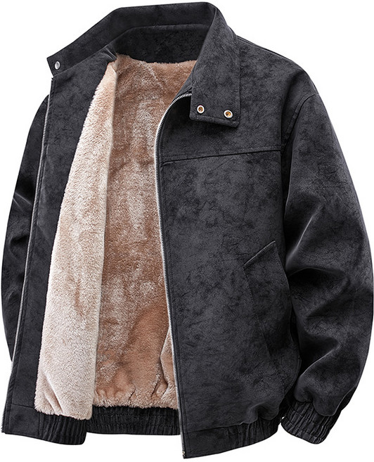 復古加絨加厚皮夾克外套 男士秋冬季寬鬆皮衣 3XL