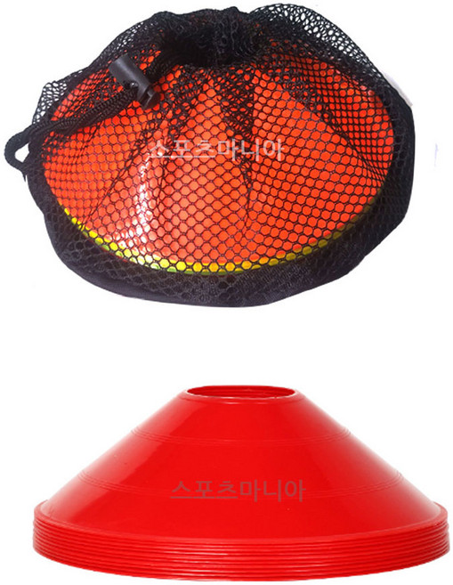 스포츠마니아 접시콘 10개 안전 축구콘 칼라콘 꼬깔콘 수업교재, 접시콘 10개빨강 +보관가방, 1세트