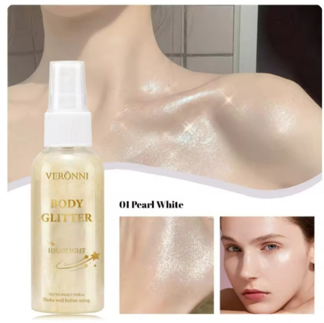 하이라이터 리퀴드 스프레이 글로우 쉬머 글리터 오일 로션 페이셜 컨투어 브라이트닝 메이크업 일루미네이팅 페이스 바디, [08] 01, 1개
