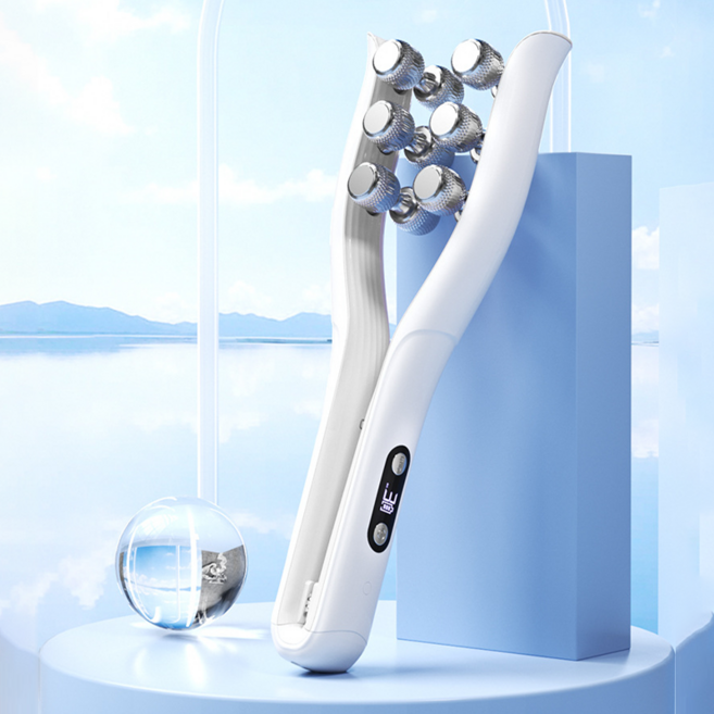 EMS 롤러 얼굴 마사지기 페이스 마사지 LED 디스플레이 브이라인, 화이트