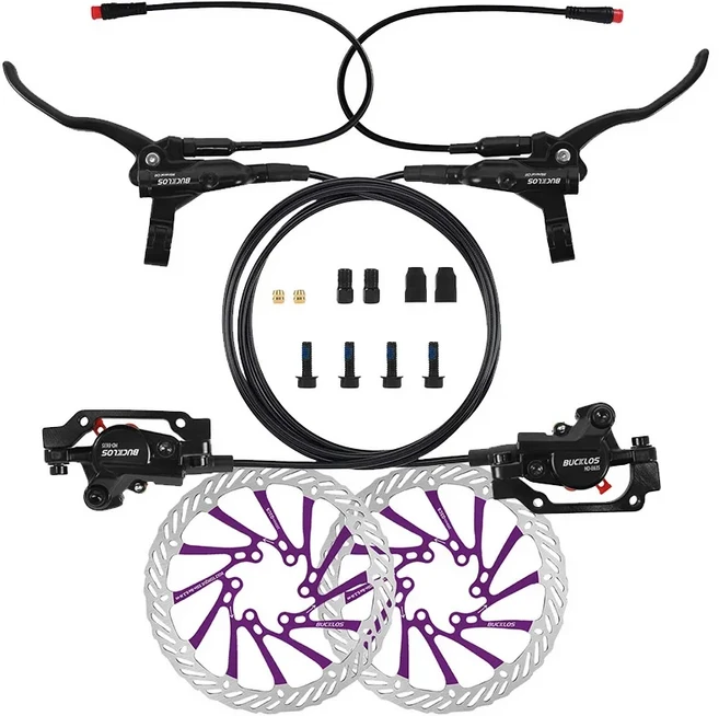 2피스톤 전기자전거 디스크 브레이크 세트 파워 오프 유압식 전동 스쿠터 컨트롤 시프터 160mm 로터, 01 PURPLE Brake