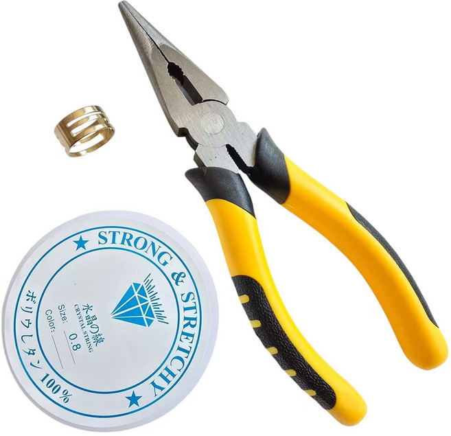 더블유제이 우레탄줄 반지 뻰찌 포함 키링 재료 부자재, 1세트, 혼합