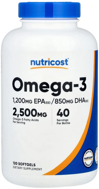 Nutricost 오메가 3 2500mg 120소프트젤 (40 Serv), 120정, 1개 - 쿠팡